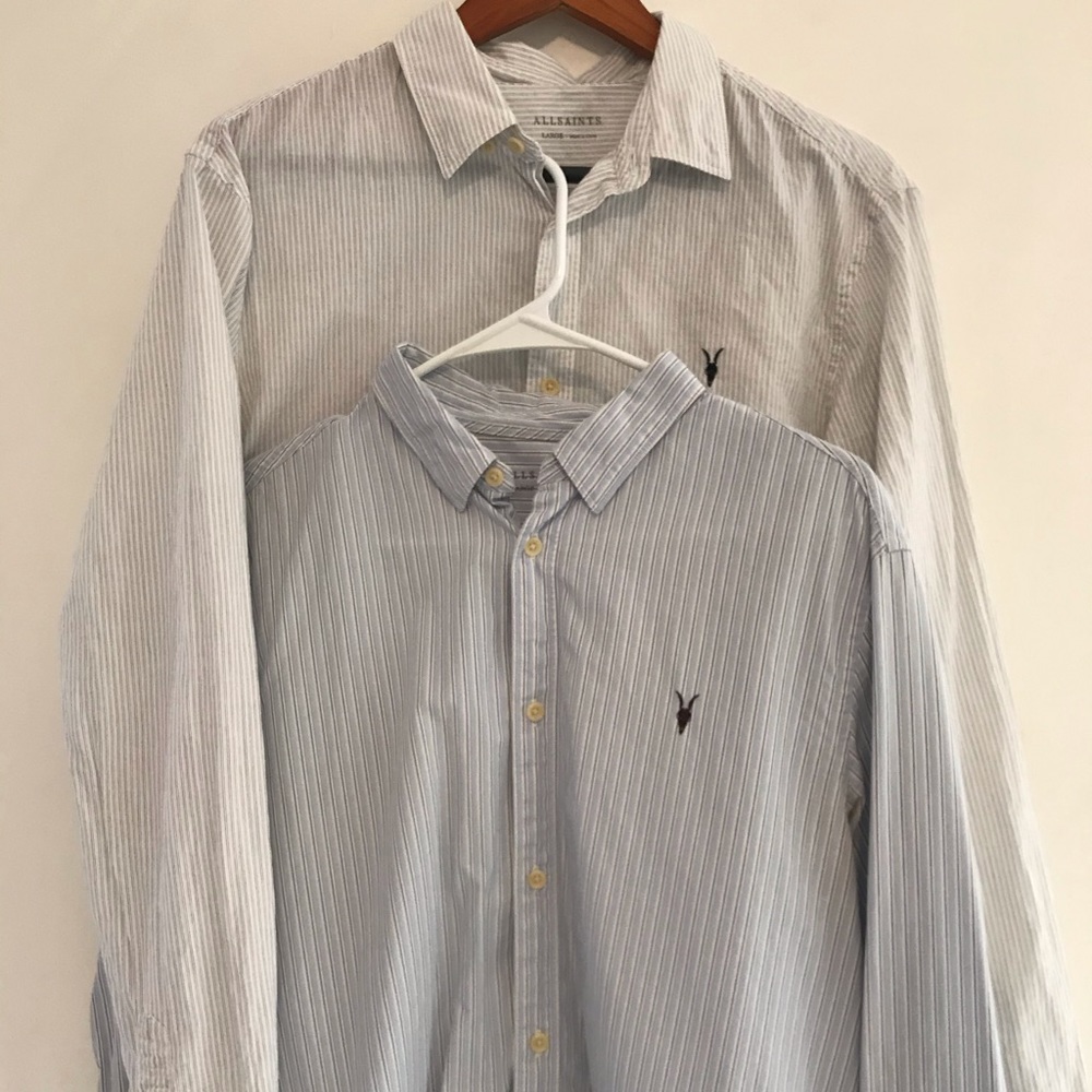2 All Saints Striped Button Down Shirts